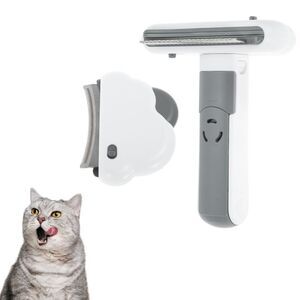 3 in 1 Curved Comb Cat Detangler Brush Undercoat Rake Gray White